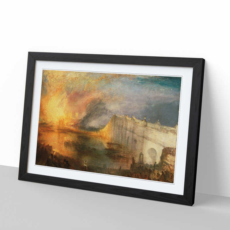 Burning of the Houses of Commons by Joseph Mallord William Turner - Picture Frame Painting, Black Framed