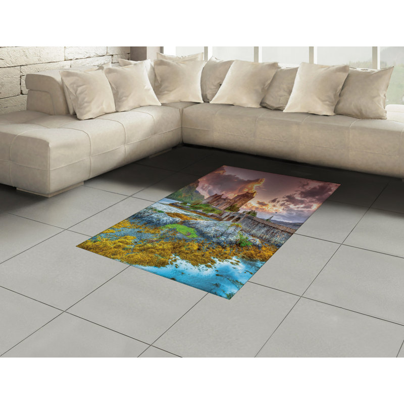 Tapis décoratif long en fibres de polyester haute densité Scenery, Rectangle— 4 pi x 5 pi 8 po
