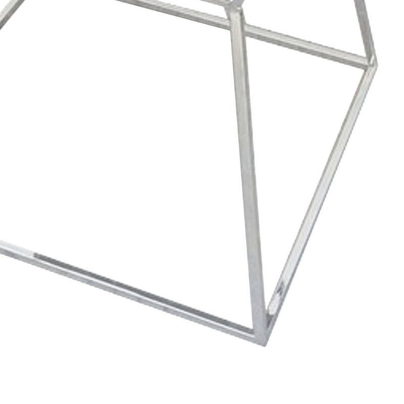 Lio Marble Top End Table, Black, Silver