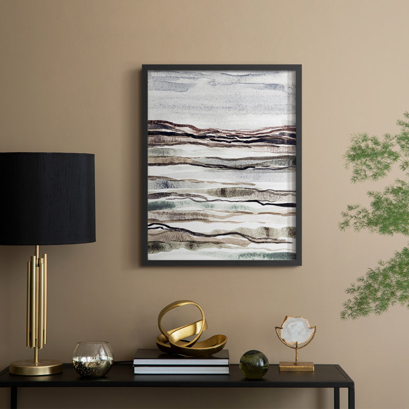 «Mute Earth Layers I», reproduction encadrée - bois massif, Noir, noir, noir, noir, H 11 po x l 9 po
