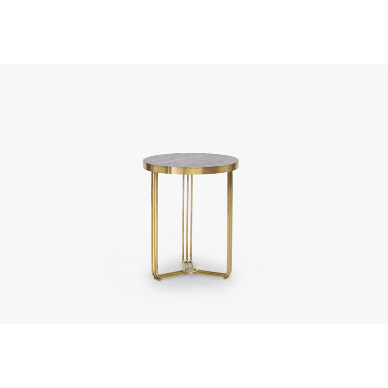 Ariss Frame End Table, Dark Stone, Chrome
