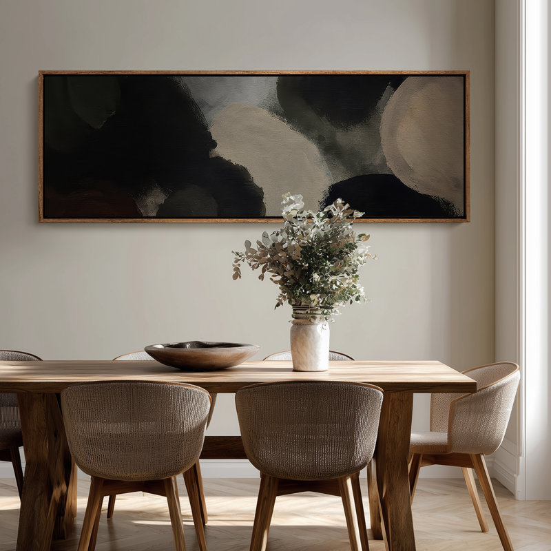 Très grand art mural rétro encadré pour art classique, H 20 po x l 60 po, Naturel