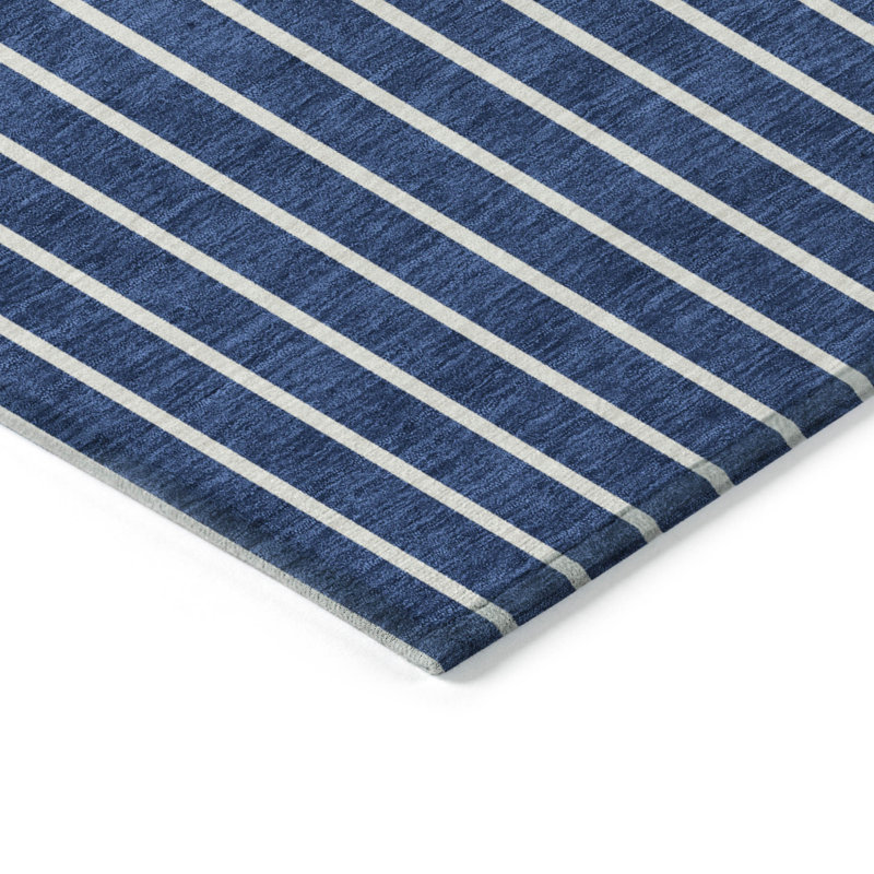 Tapis extérieur lavable rayé bleu marine 3 pi x 5 pi
