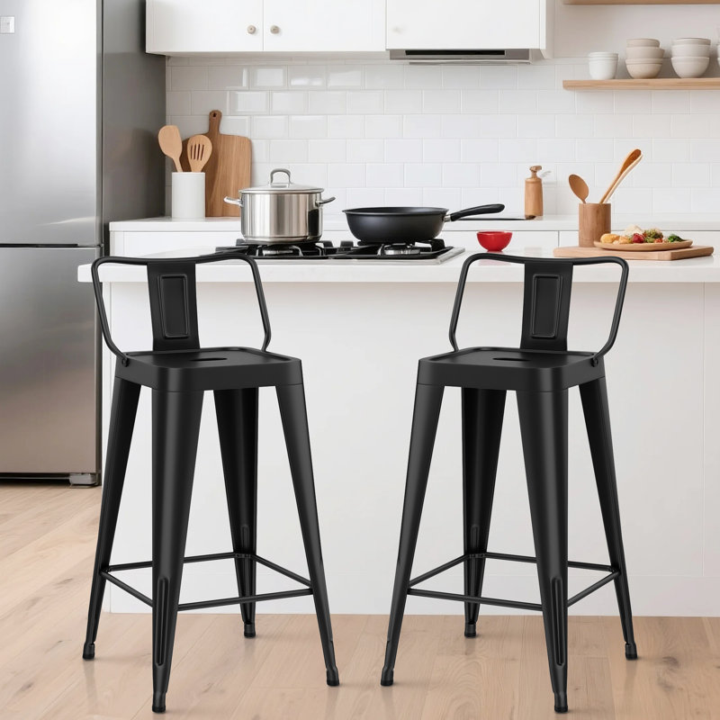 Metal Counter And Bar Stools, Bar Stool (30” Seat Height), Black