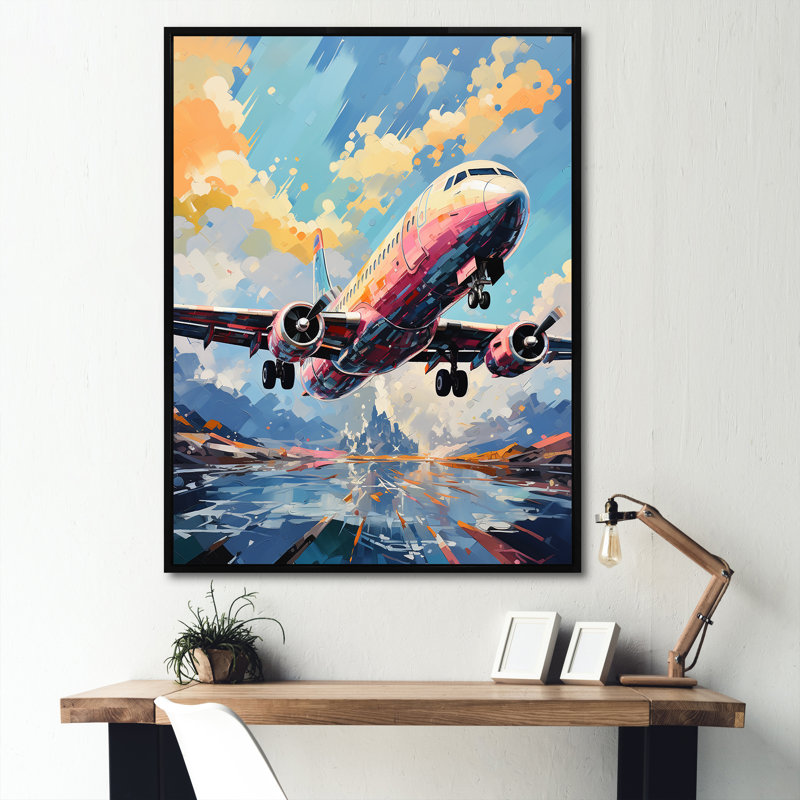 Pop Art Skyward Bound Plane, Cadre flottant noir, H 32 po x l 16 po x P 1 po