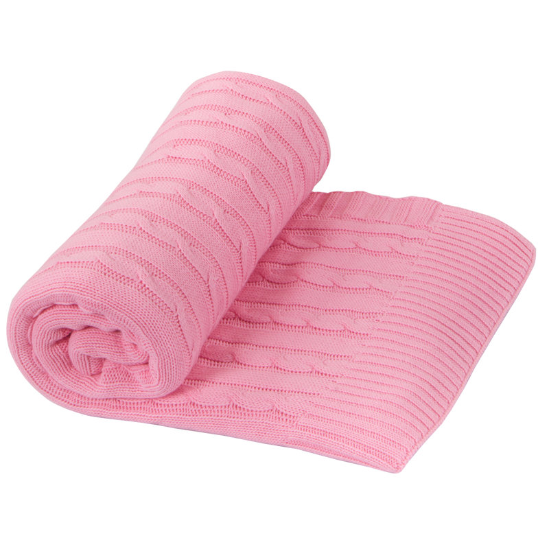 Jeté tricoté, jeté 100% pur coton, lavable à la machine, confortable - NTBAY, Rose, L 90 po x l 68 po