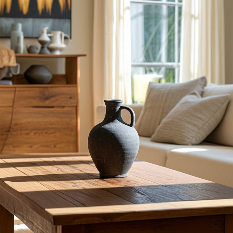 Vase en terre cuite avec poignée décorative moderne