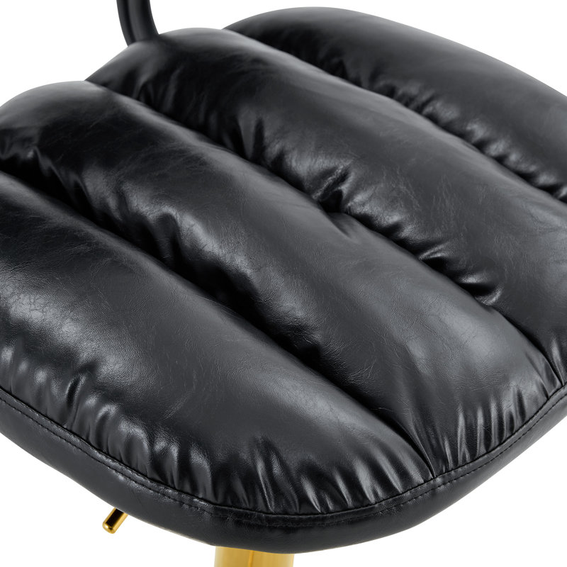Tabouret de comptoir pivotant rembourré Vesta, Or, Noir