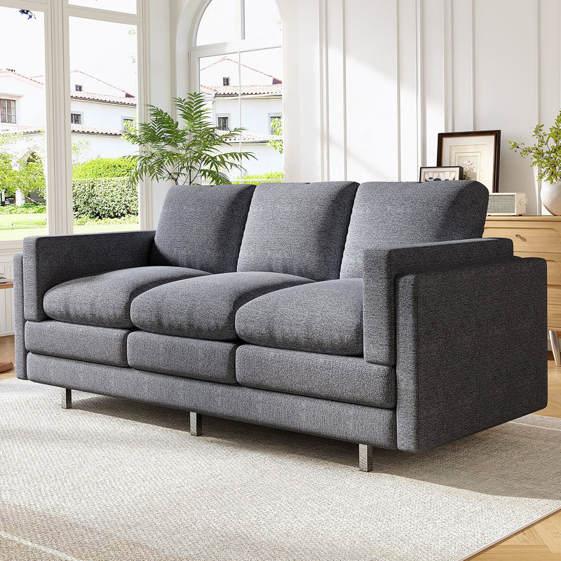 Canapé moderne à 3 places avec coussins de siège à deux couches pour un confort accru et une élégance de salon., Gris