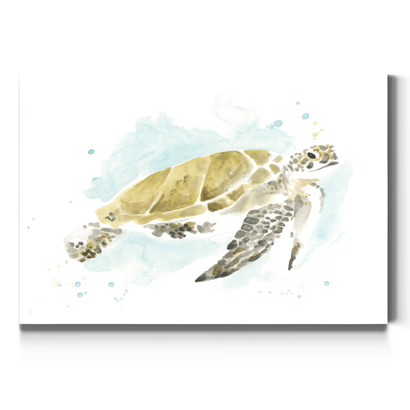 Aquarelle tortue de mer, reproduction d’art sur toile, H 36 po x l 24 po x P 1 po