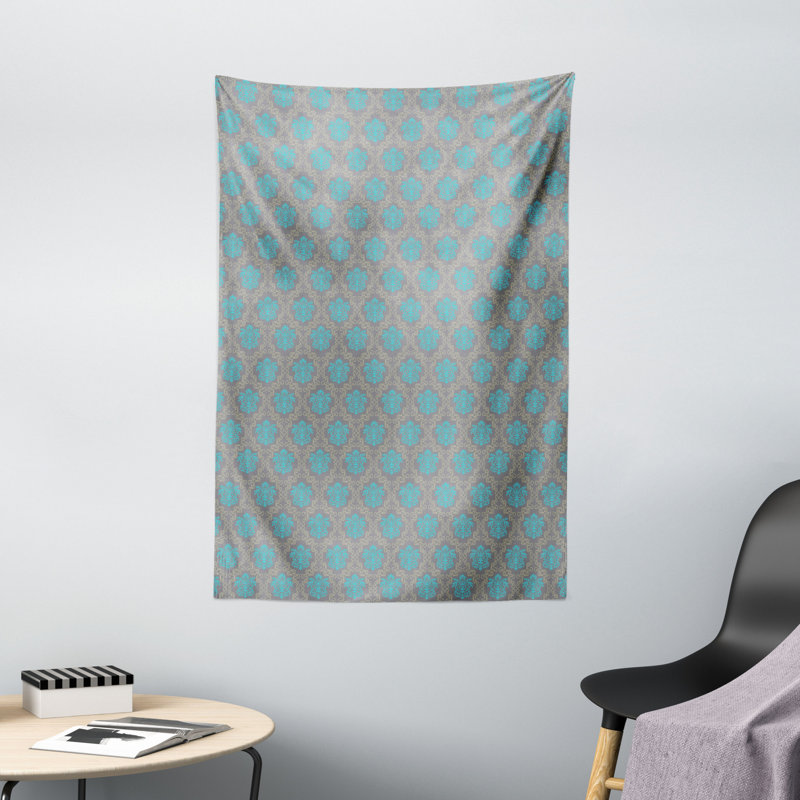 Tapisserie en polyester avec lignes et fleurs, H 60 po x l 40 po