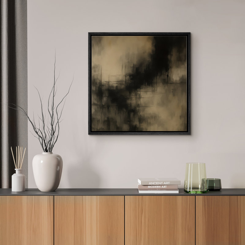 Reproduction d'art encadrée sur toile pour décor moderne neutre, Noir, H 16 po x l 16 po