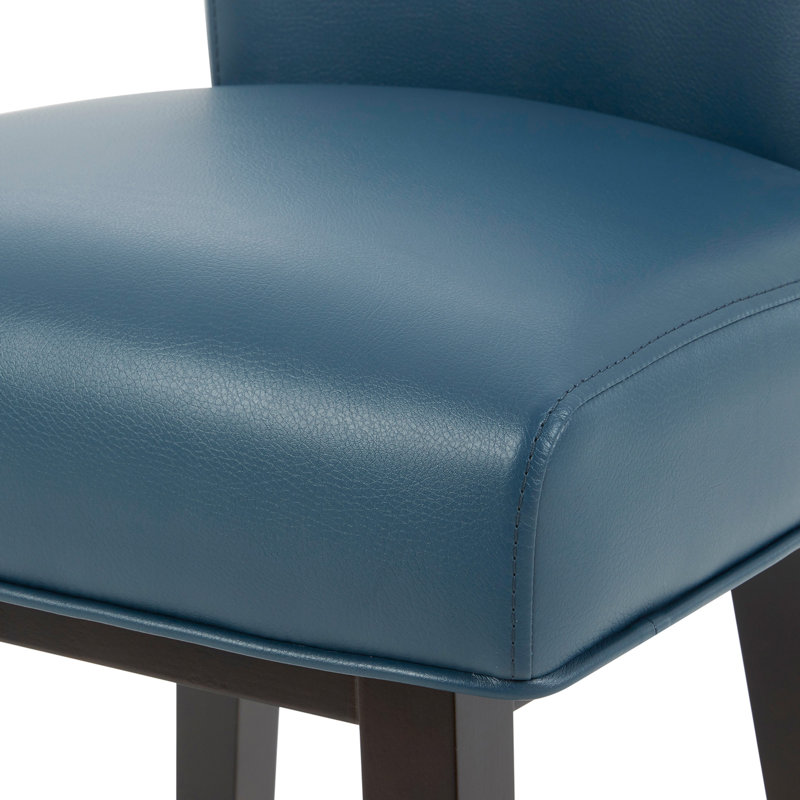 Aoibhne Swivel Upholstered Counter Stool, Dark Blue/Faux Leather