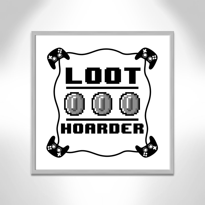 Impression sur papier Loot Hoarder Kids, H 27,5 po x l 27,5 po x P 1,19 po, Encadré de boîte argent