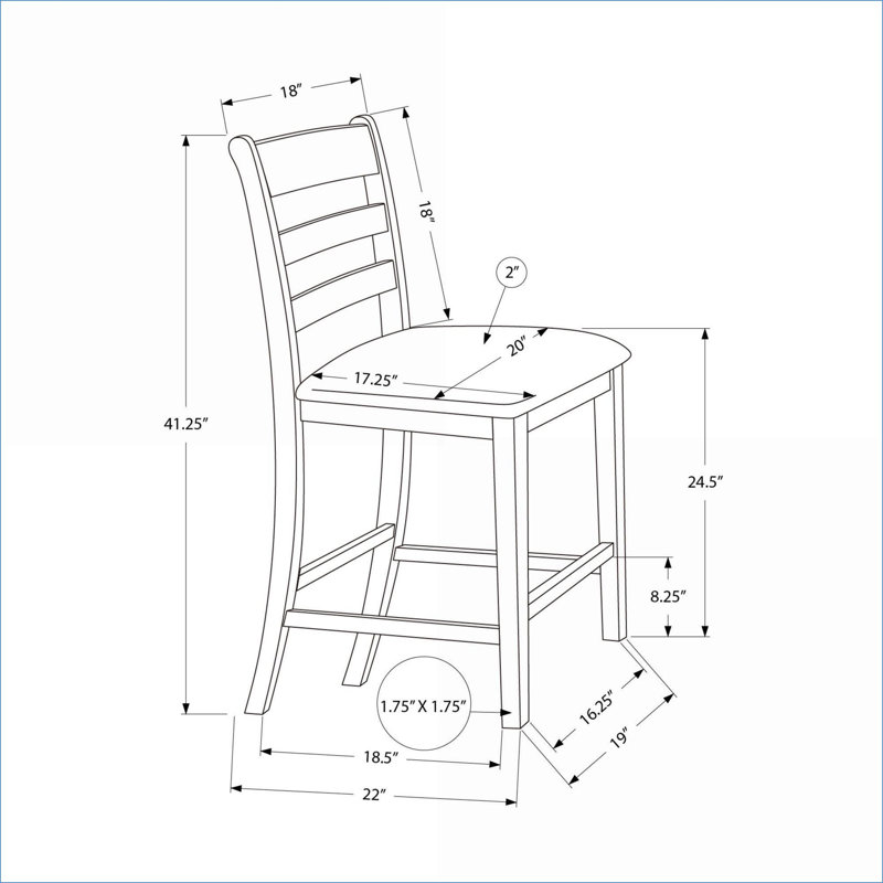 Ensemble de 2 chaises rembourrées à hauteur de comptoir, chaises de style transitionnel de 44 pouces pour salle à manger de cuisine, pour adultes