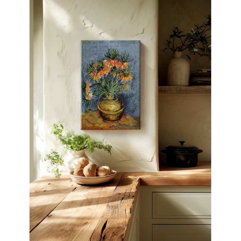 «Imperial Fritillaries in a Copper Vase», reproduction sur toile tendue, H 18 po x l 12 po