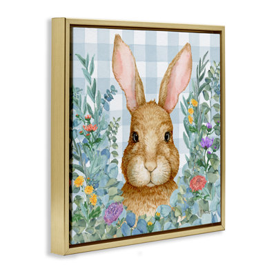 Lapin laurier sur cadre flottant Vichy, design par Paul Brent