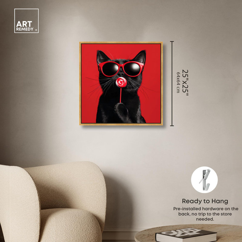 «Candy Coated Coolness Canvas» par Art Remedy, H 25 po x l 25 po x P 1,8 po, Cadre flottant doré