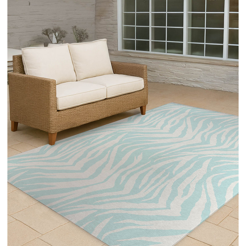 Zebra Patch Non-Slip Outdoor Rug, Rectangle 4' x 6'