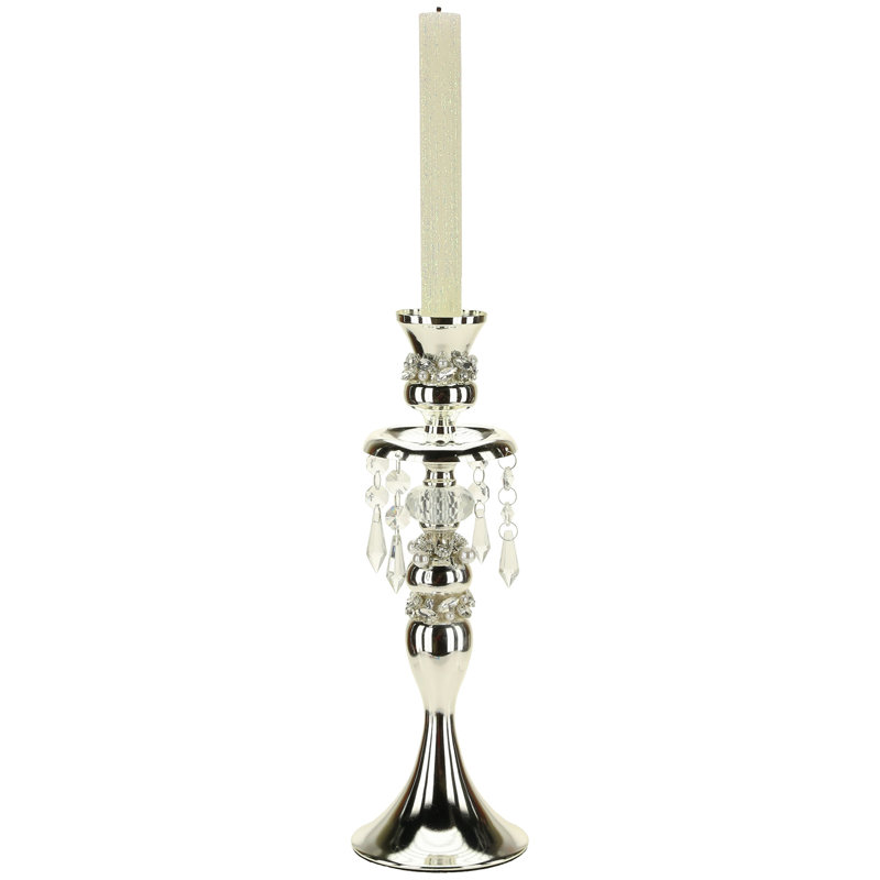 Bougeoir à piédestal en cristal, H 12,5 po x l 4,33 po x P 4,33 po