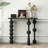 Black Solid Wood Rectangular Shape Console Table-374393131