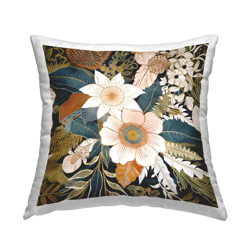 Eclectic Floral Pattern Decorative Printed Throw Pillow Design by Sasha