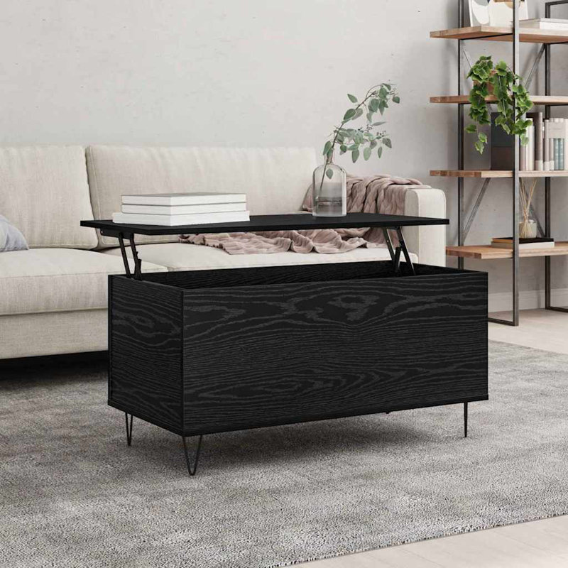 Coffee Table with Storage, Black Oak