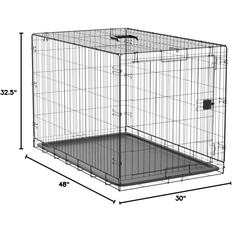 Cage pour chien durable et pliable en métal avec plateau, porte simple