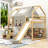 Artia Playful Loft Bed With Slide, Staircase-1301877090-1301877088