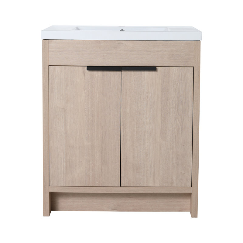 Meuble-lavabo autoportant avec lavabo en résine blanche