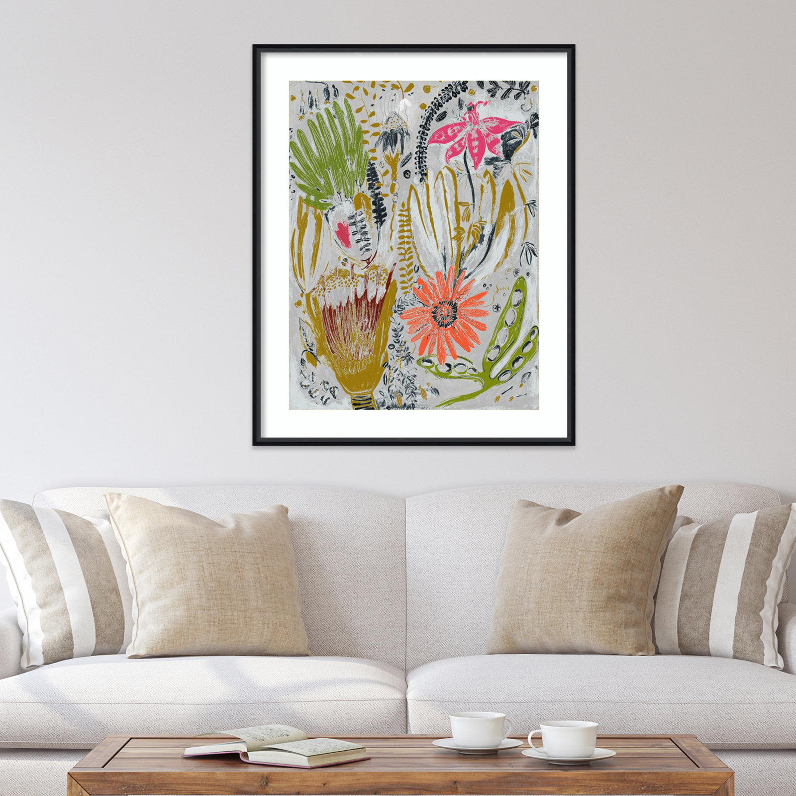 Tropical Blooms by Maya Woods, Black, 33" W x 41" H
