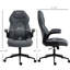 Fauteuil pivotant gris foncé avec dossier réglable et hauteur de siège élevée, chaise d'ordinateur grise pour plus de confort