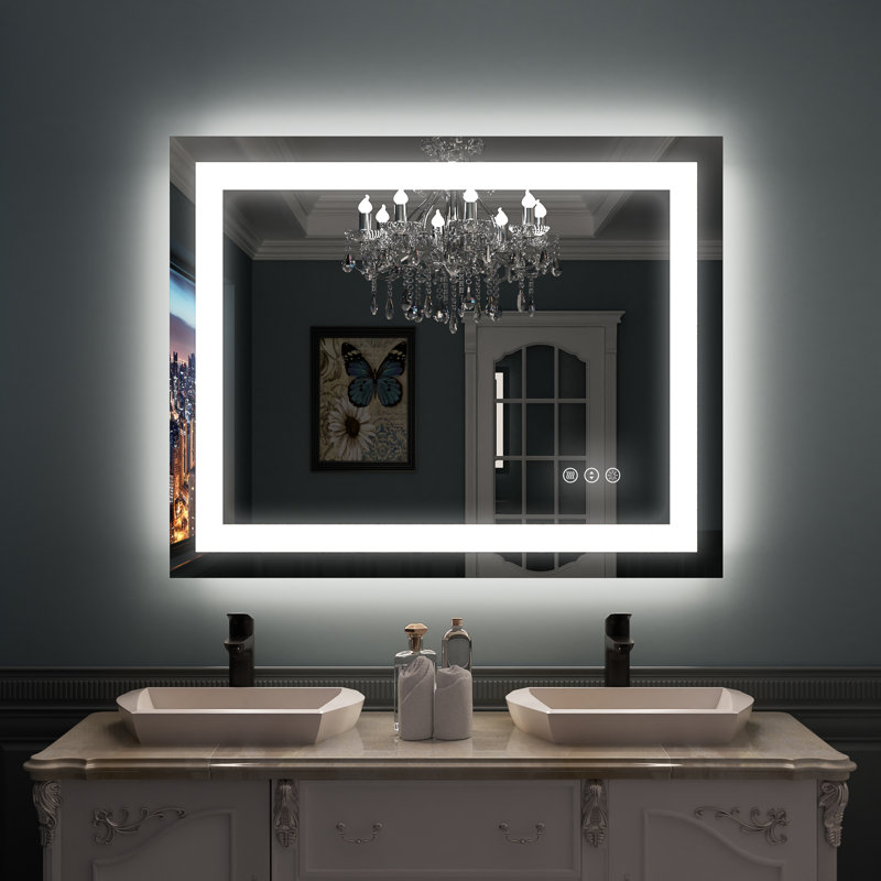 Rectangular Frameless Led Wall Mounted Bathroom Vanity Mirror, 40" x 32"