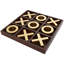 Ensemble de jeu de tic tac-toe en bois brun avec pièces d'or et d'or