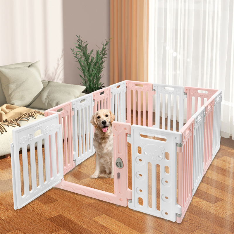 Parc portatif pour chat Geffre, Rose/Blanc