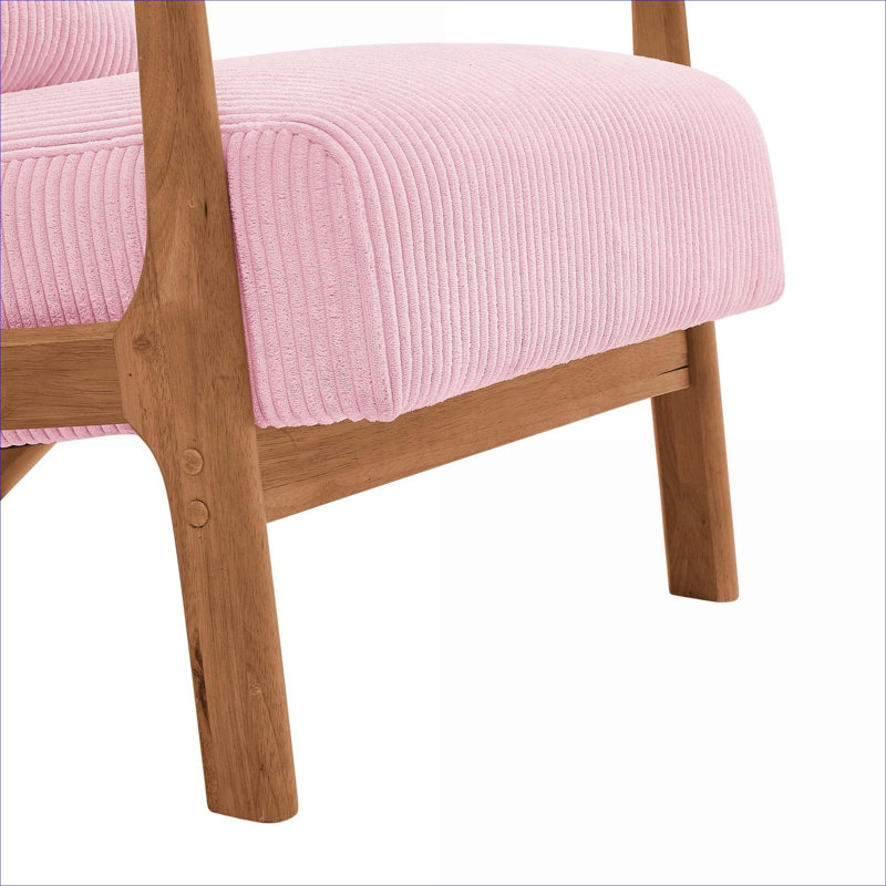 Chaise longue en bois massif à velours côtelé, Pink