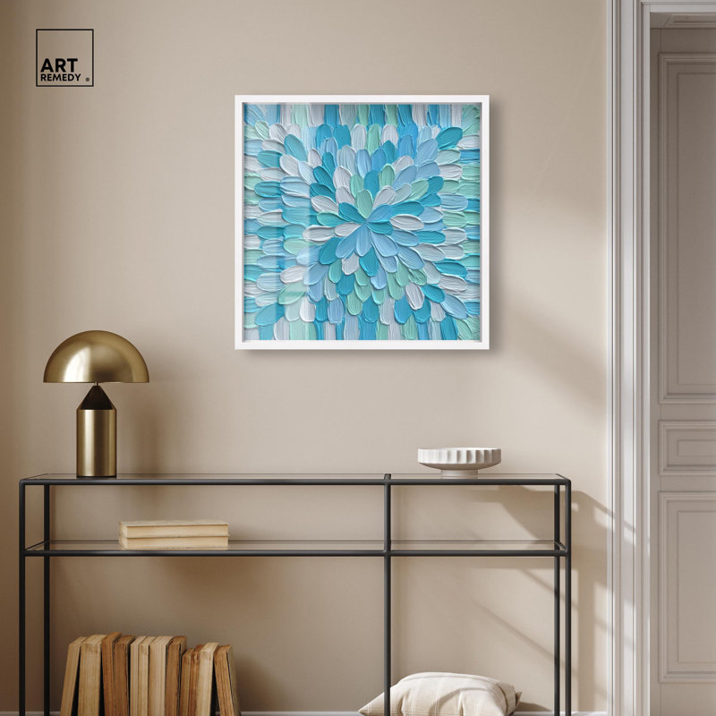 Art mural Midbox Oasis Shadowbox Flower par Art Remedy, cadre blanc, 25 x 25, H 25 po x l 25 po, Cadre blanc