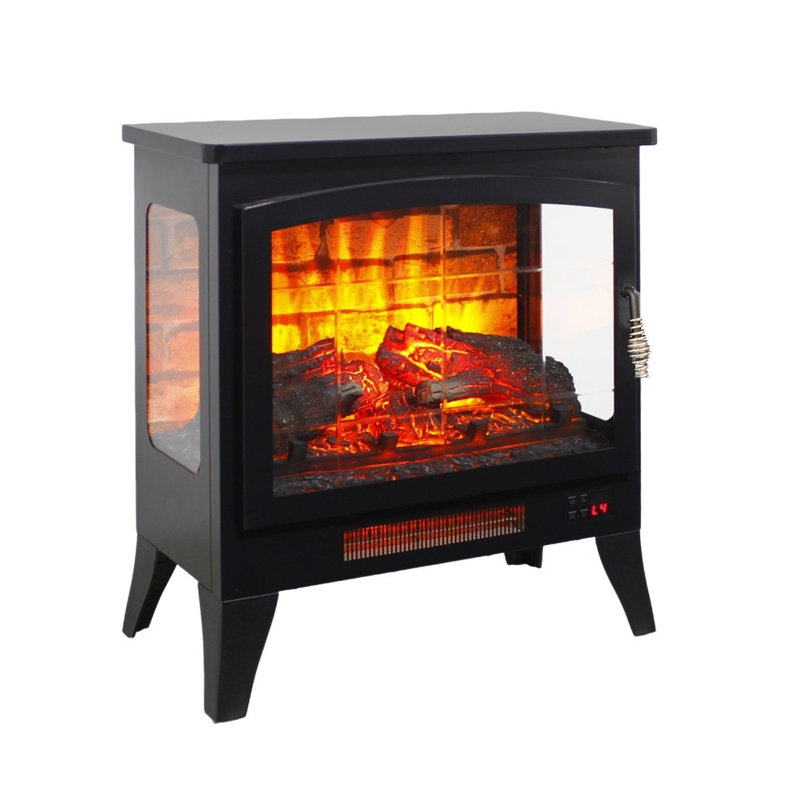 21-inch Three-sided Freestanding Electric Fireplace Heater - 3D Flame Effect with Remote Control