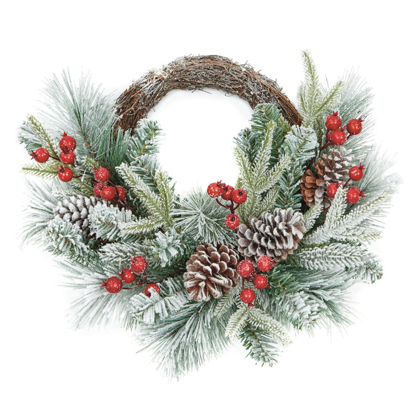 45cm Faux Frosted Rattan Wreath