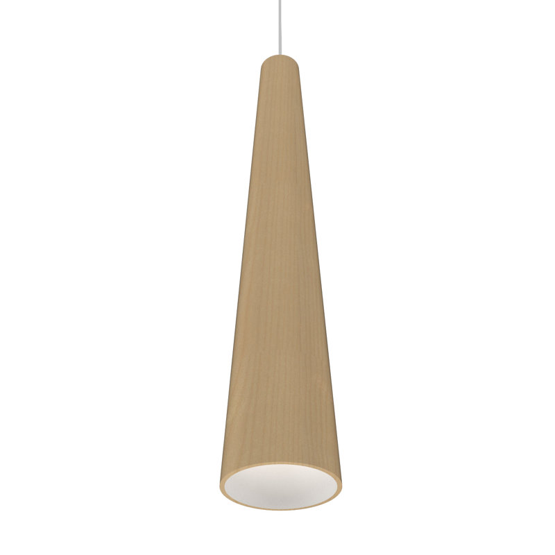 Luminaire suspendu conique à 1 lumière Cônico, Érable, Érable, H 19,5 po x l 4,29 po x P 4,29 po