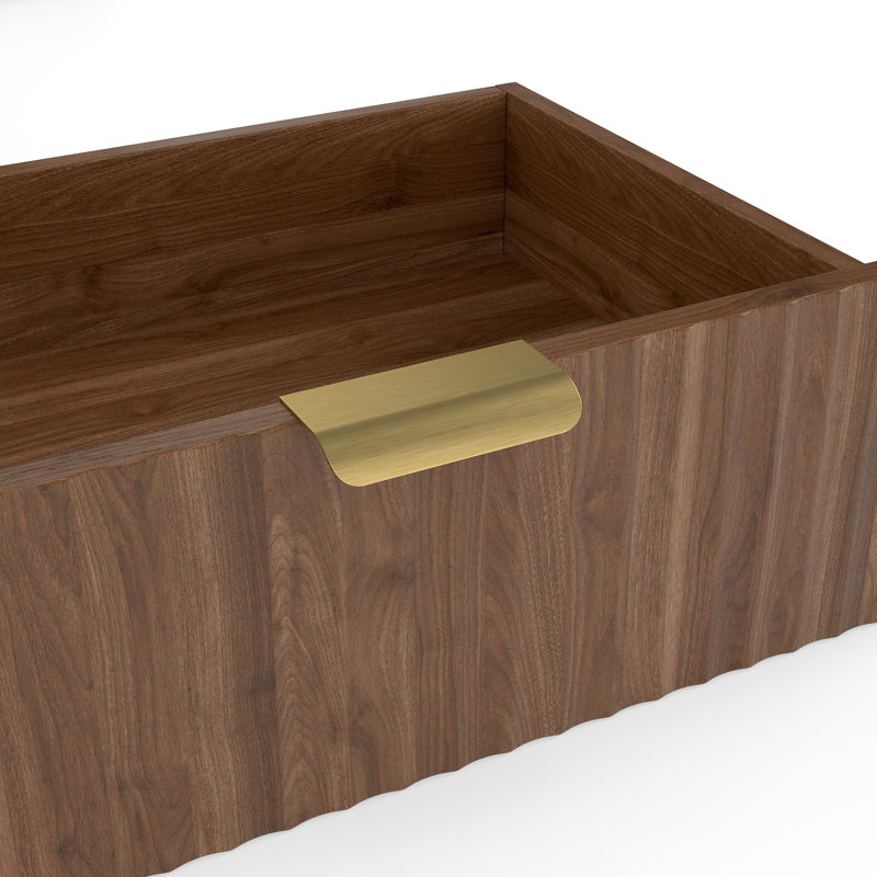 Table d'appoint en cage noyer 23,6 "avec plaque de chargement et tiroir pour petits chiens de taille moyenne, salon