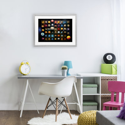 Celestial Gems & Planets Framed Print Under Glass, design by Ray Powers