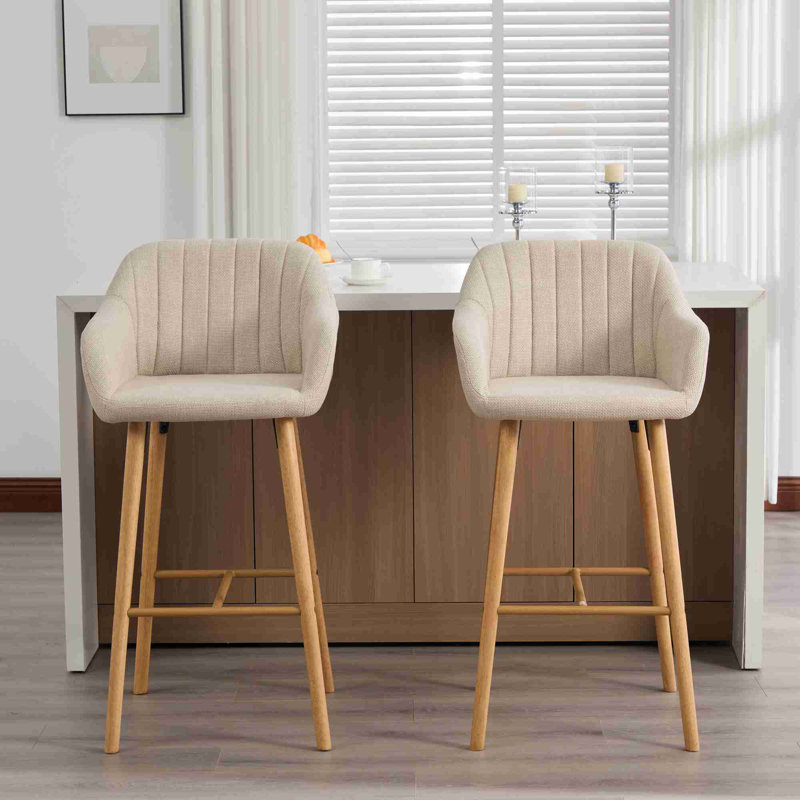 Ensemble de 2 tabourets de bar modernes, Beige