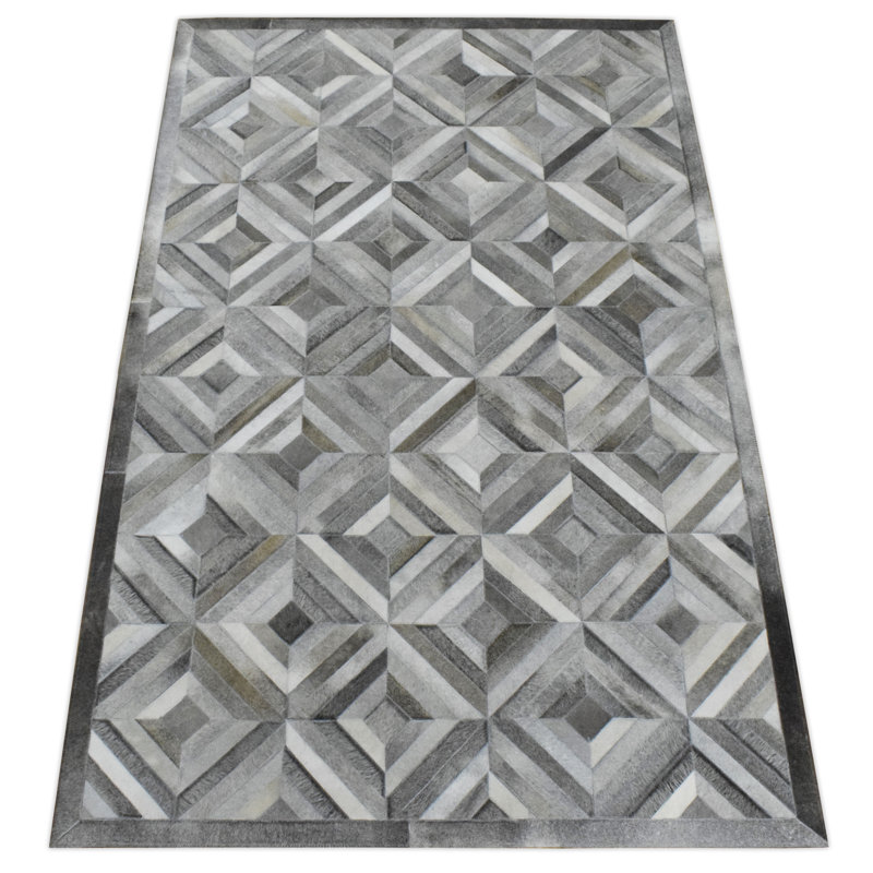 Leather Geometric Indoor Rug, Rectangle 8' x 10'