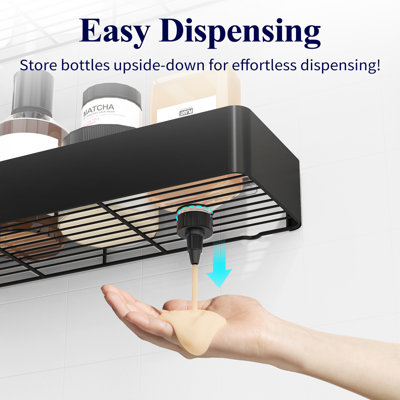 2-Piece Adhesive Shower Caddy Set, Rustproof Stainless Steel Bathroom Shelves with Hooks, Drill-Free Wall-Mounted Shower Organizer