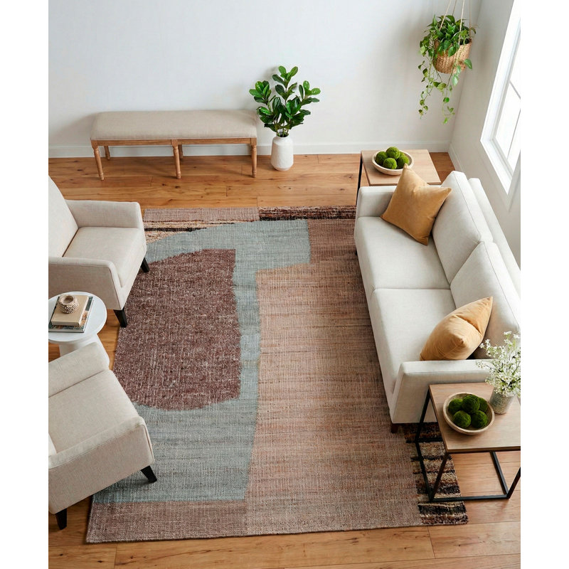 Aquila Abstract Area Rug in Natural Brown, Rectangle 9' x 12'