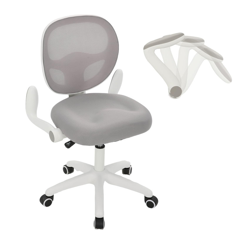 Chaise de bureau ergonomique réglable en hauteur pour enfants, chaise de bureau pivotante en filet avec accoudoirs rabattables