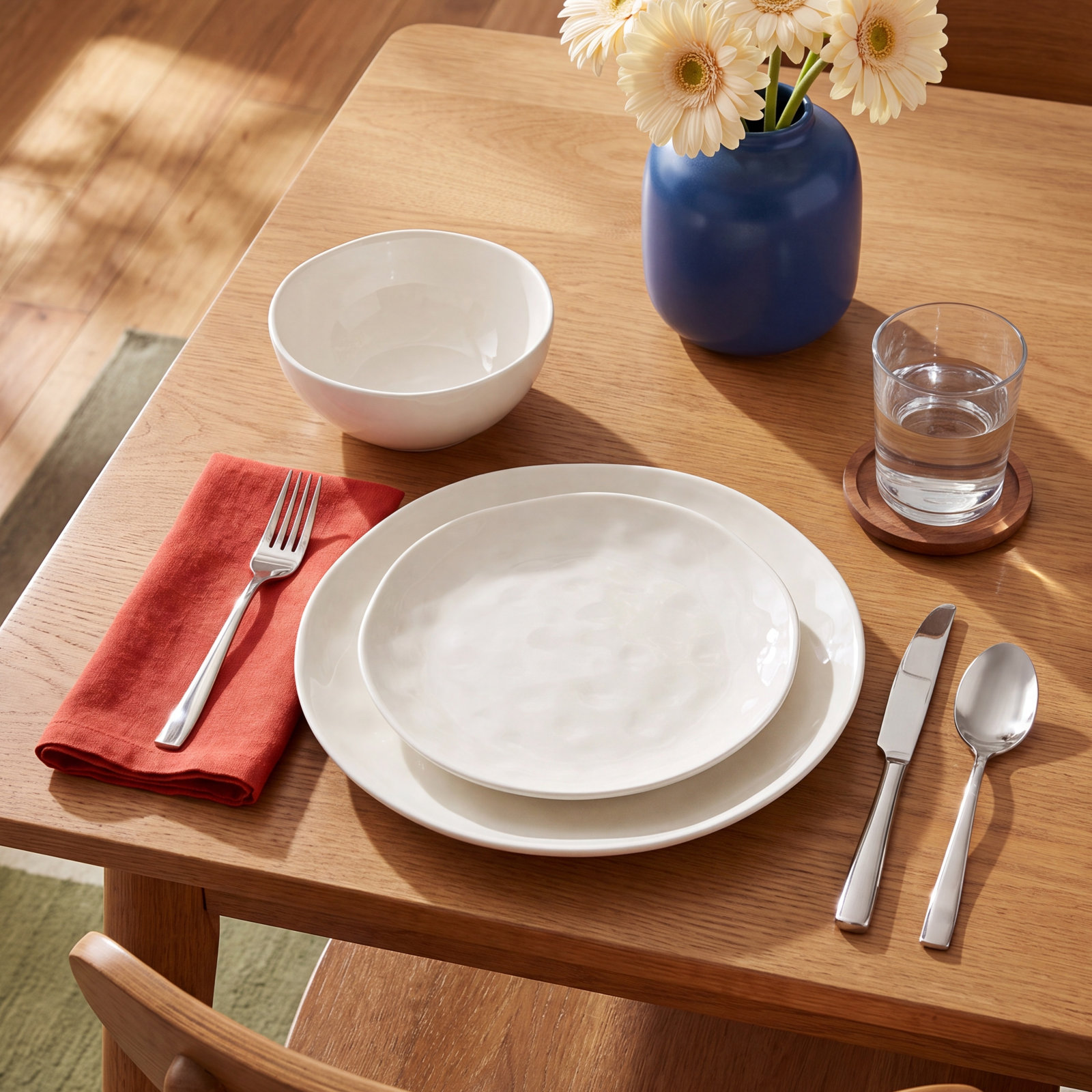 Bay Colors Blue Porcelain Dinnerware Set, White