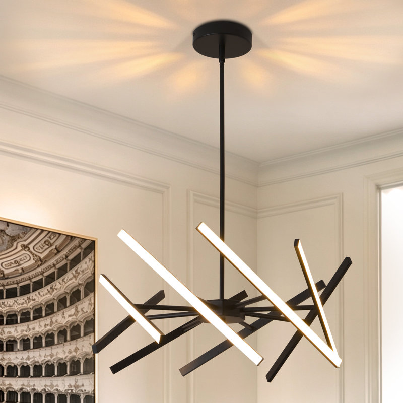 8‑Light Modern Geometric LED Chandelier Adjustable Hanging Ceiling Fixture