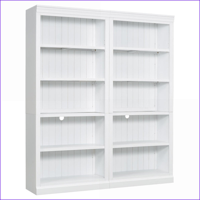 Bibliothèque moderne à 5 niveaux de 83 po de hauteur avec tablettes réglables Lumière DEL | Brun clair brun clair / jaune crème | Bois massif et panneau de fibres à densité moyenne
